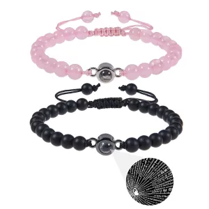 Pink crystal string stone projection bracelet