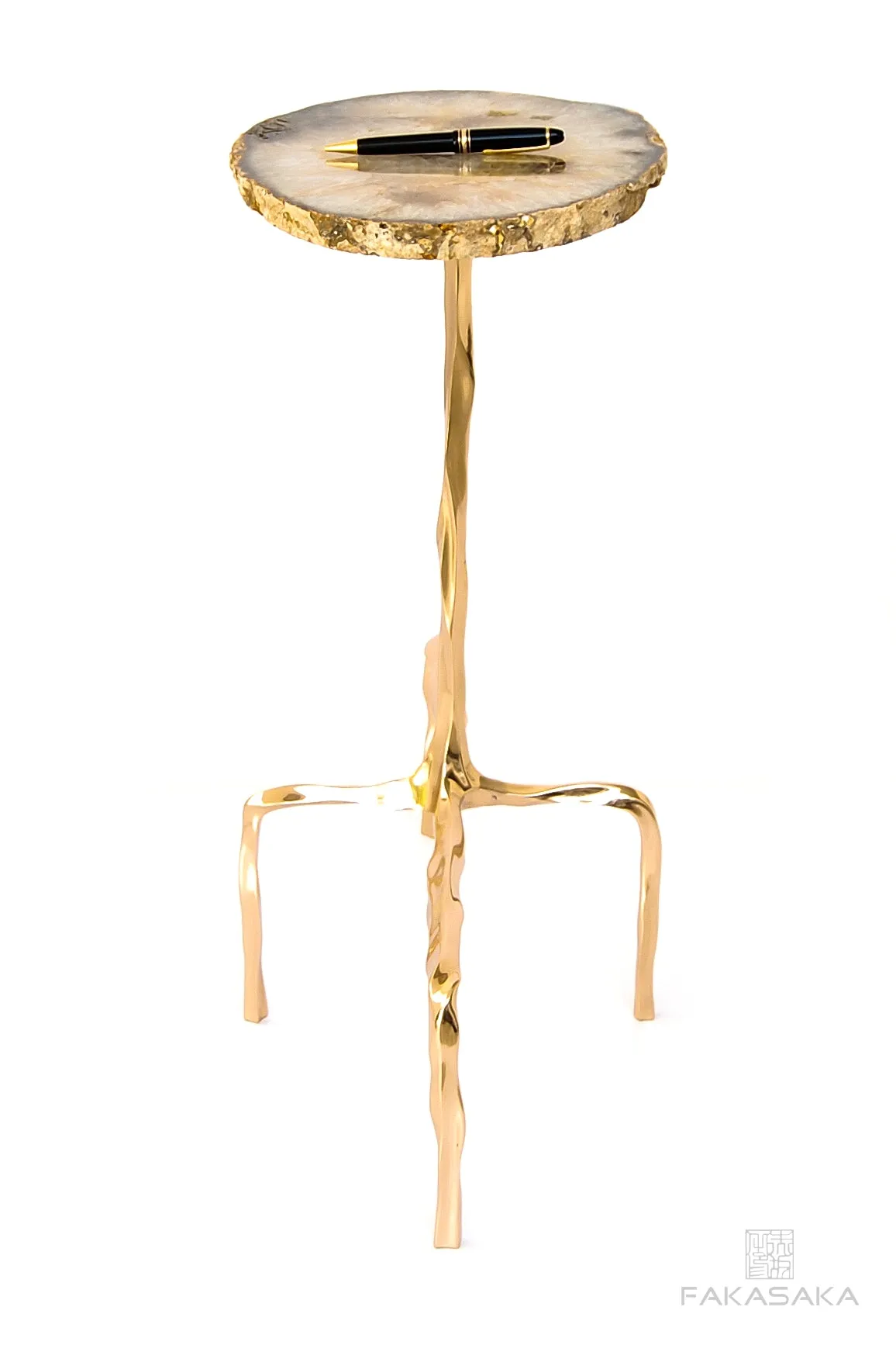 PRESLEY DRINK TABLE<br><br>AGATE<br>POLISHED BRONZE