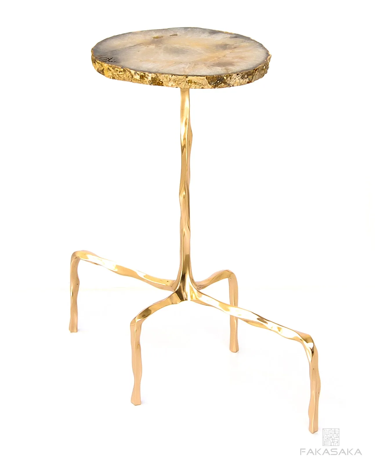 PRESLEY DRINK TABLE<br><br>AGATE<br>POLISHED BRONZE