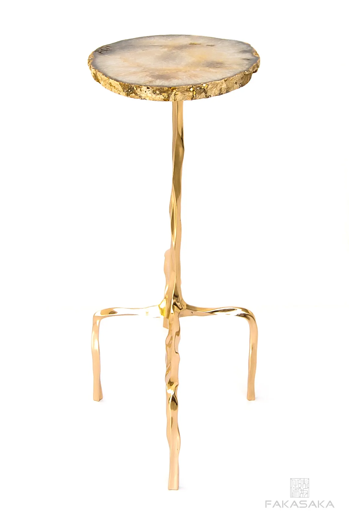 PRESLEY DRINK TABLE<br><br>AGATE<br>POLISHED BRONZE