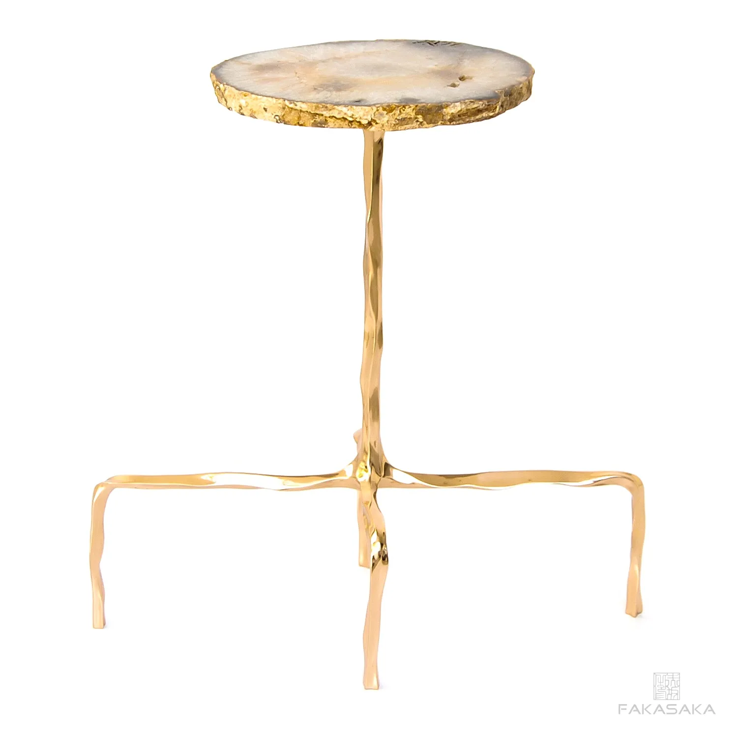 PRESLEY DRINK TABLE<br><br>AGATE<br>POLISHED BRONZE