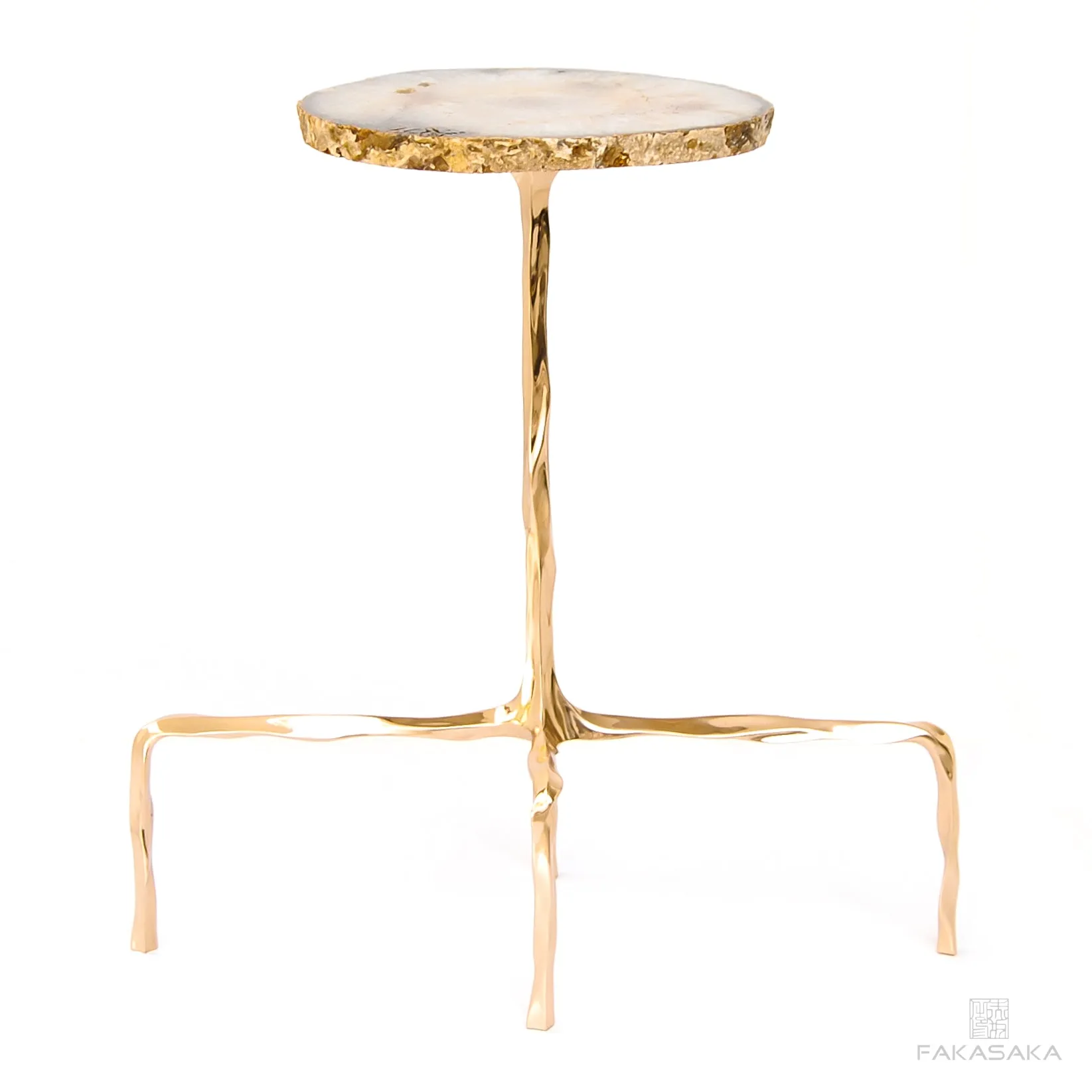 PRESLEY DRINK TABLE<br><br>AGATE<br>POLISHED BRONZE