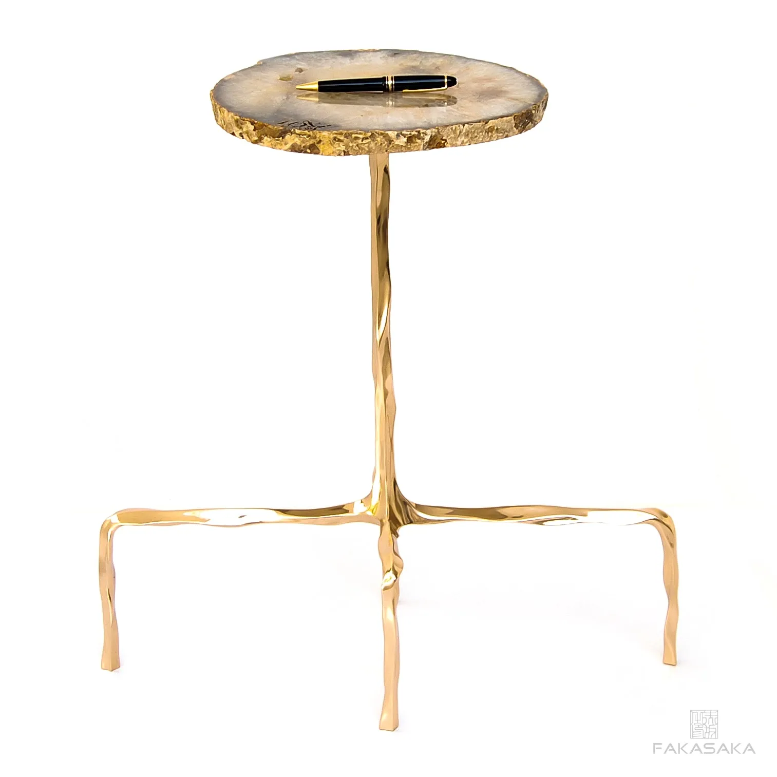 PRESLEY DRINK TABLE<br><br>AGATE<br>POLISHED BRONZE