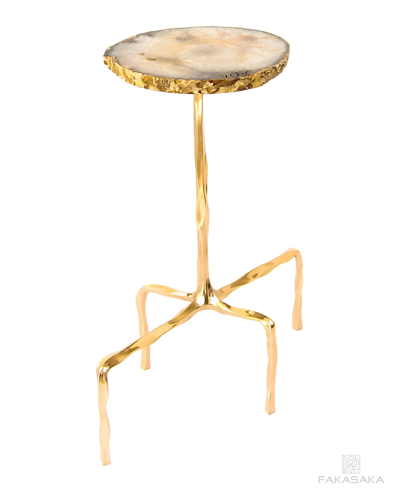 PRESLEY DRINK TABLE<br><br>AGATE<br>POLISHED BRONZE