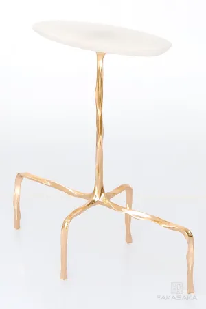 PRESLEY DRINK TABLE<br><br>ONYX<br>POLISHED BRONZE