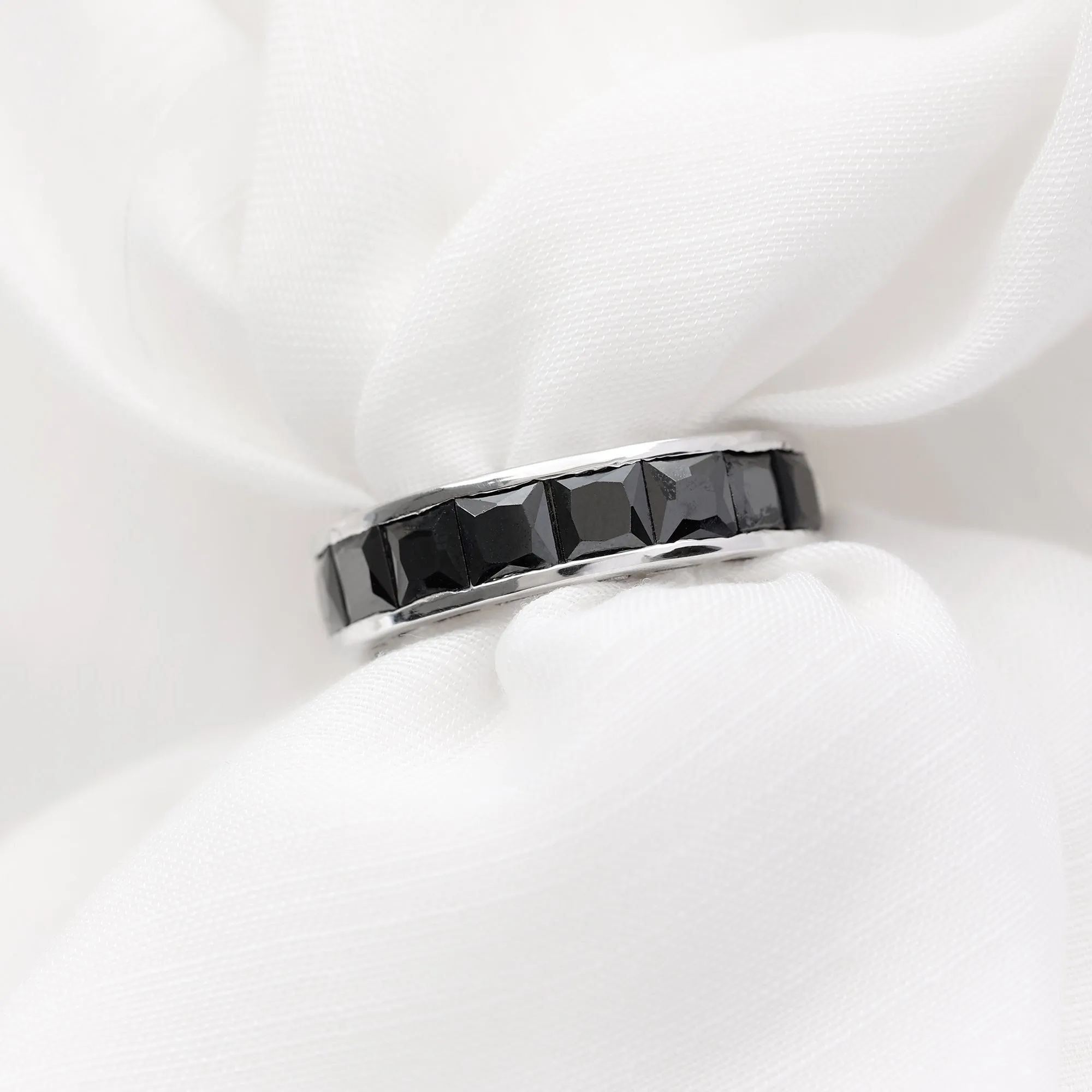 Princess Cut Black Onyx Eternity Band