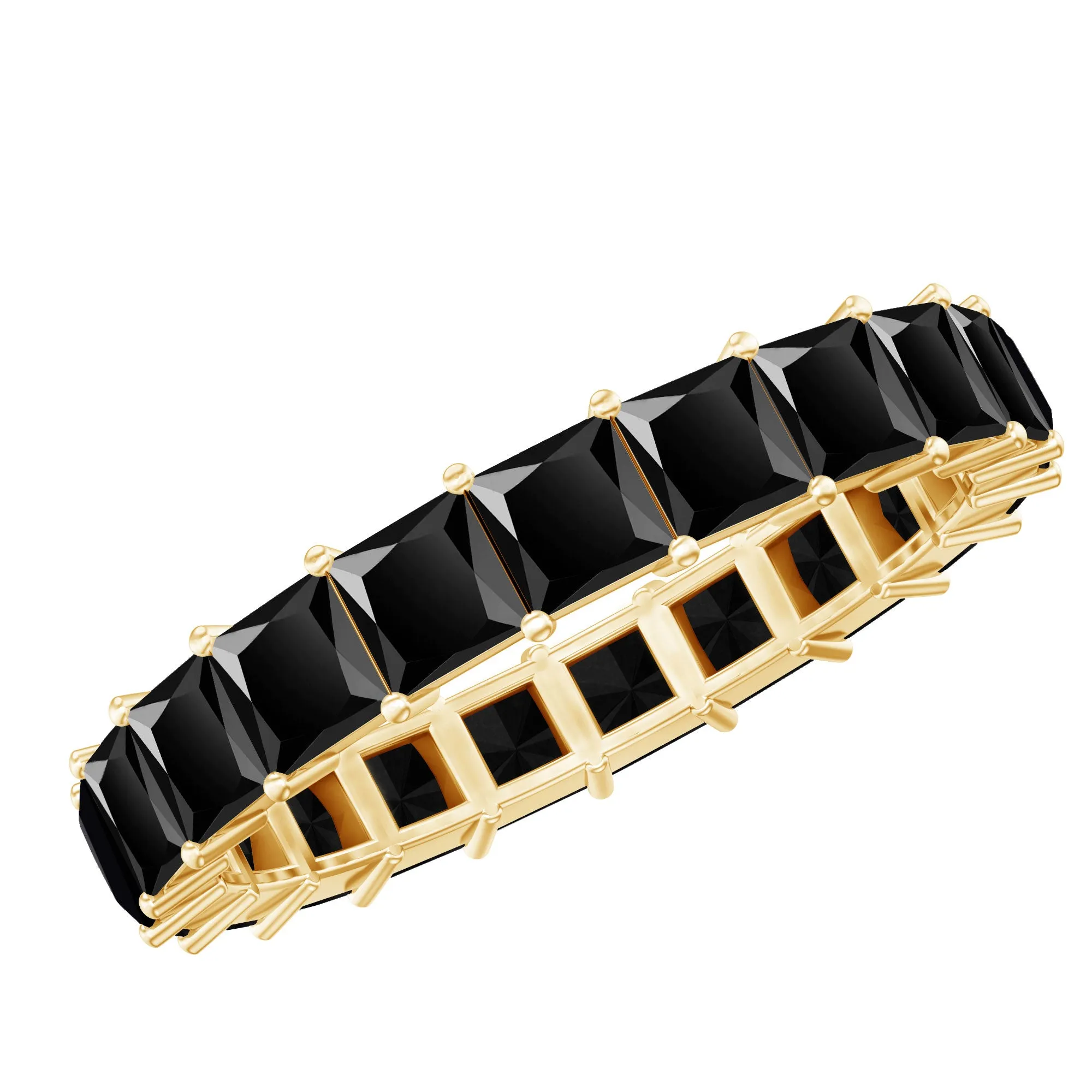 Princess Cut Black Spinel Stackable Eternity Band