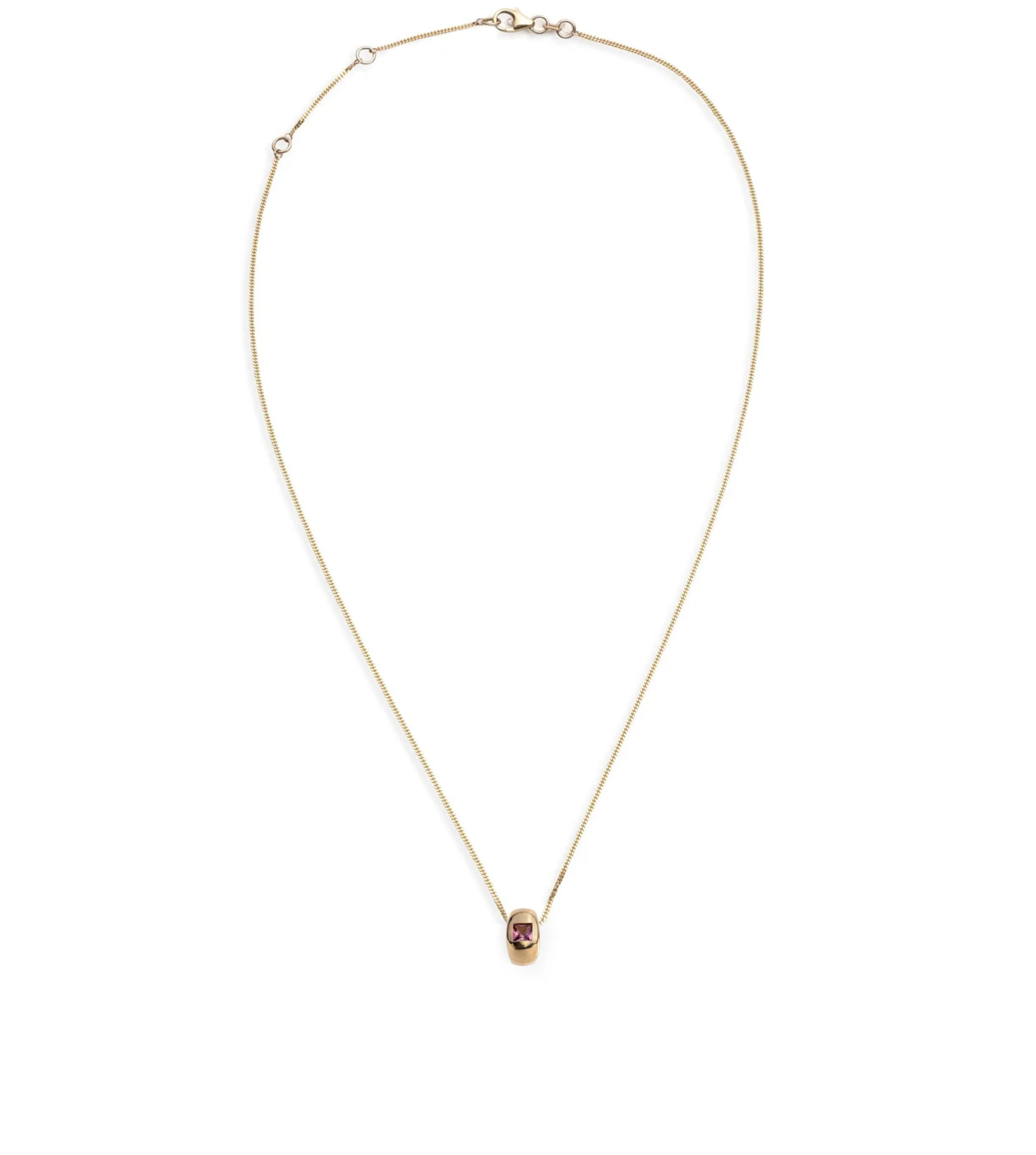 Princess Cut Pink Tourmaline - Love : Fine Diamond Cut Curb Necklace