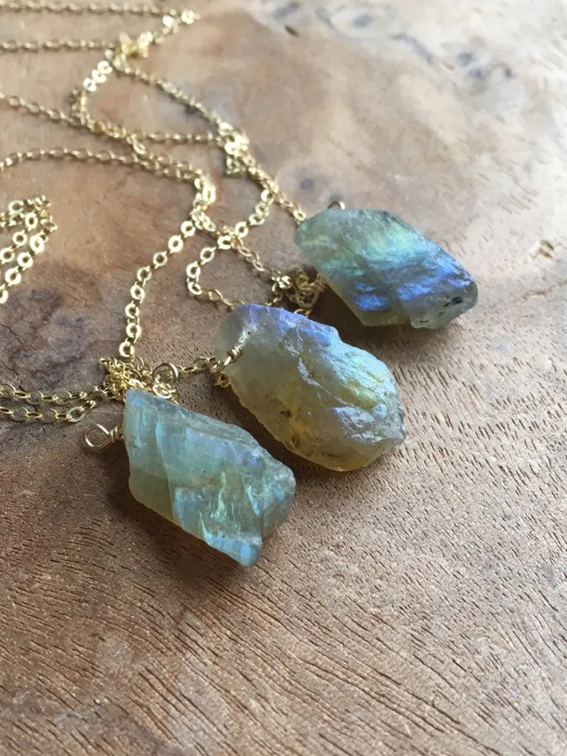 Raw Labradorite Crystal Necklace