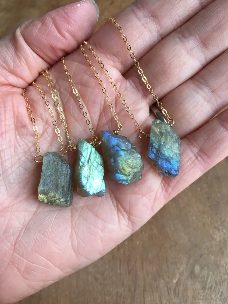 Raw Labradorite Crystal Necklace