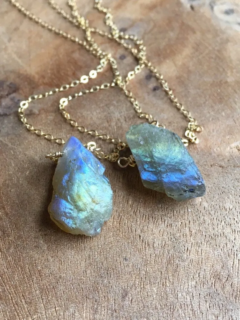 Raw Labradorite Crystal Necklace