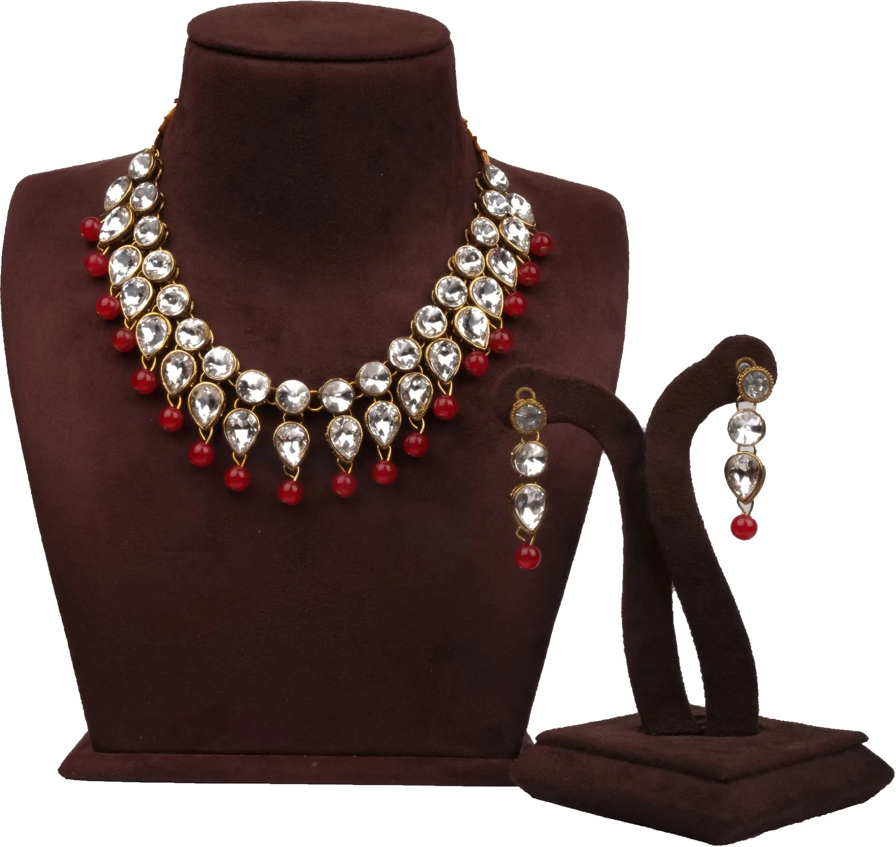 Red Pearl Necklace Alloy Jewel Set