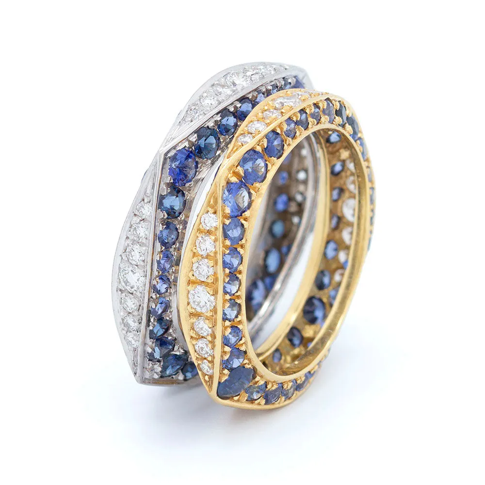 Sapphire & Diamond Keshet Ring in Yellow Gold