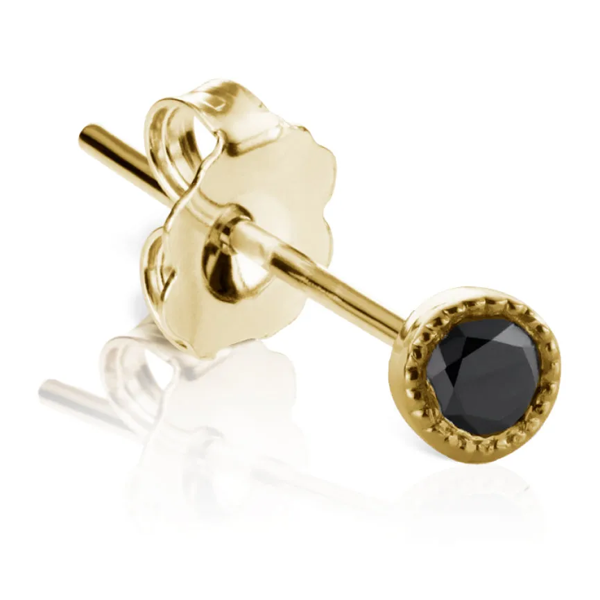 Scalloped Black Diamond Earstud by Maria Tash in 18K Gold