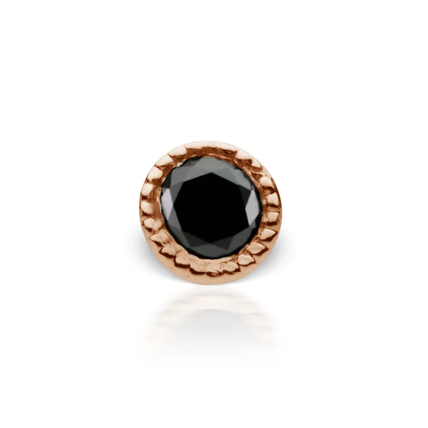 Scalloped Genuine Black Diamond Threaded Stud Earring by Maria Tash in 18K Rose Gold. Flat Stud.