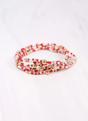 Seamus Beaded Bracelet Set RED