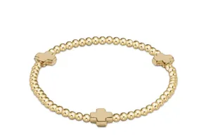 Signature Cross Gold Pattern 3mm Bead Bracelet- Gold