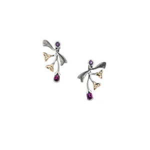 Silver and 10k Gold Rhapsody Post Earrings - Amethyst/Rhodolite or Topaz/Rhodolite