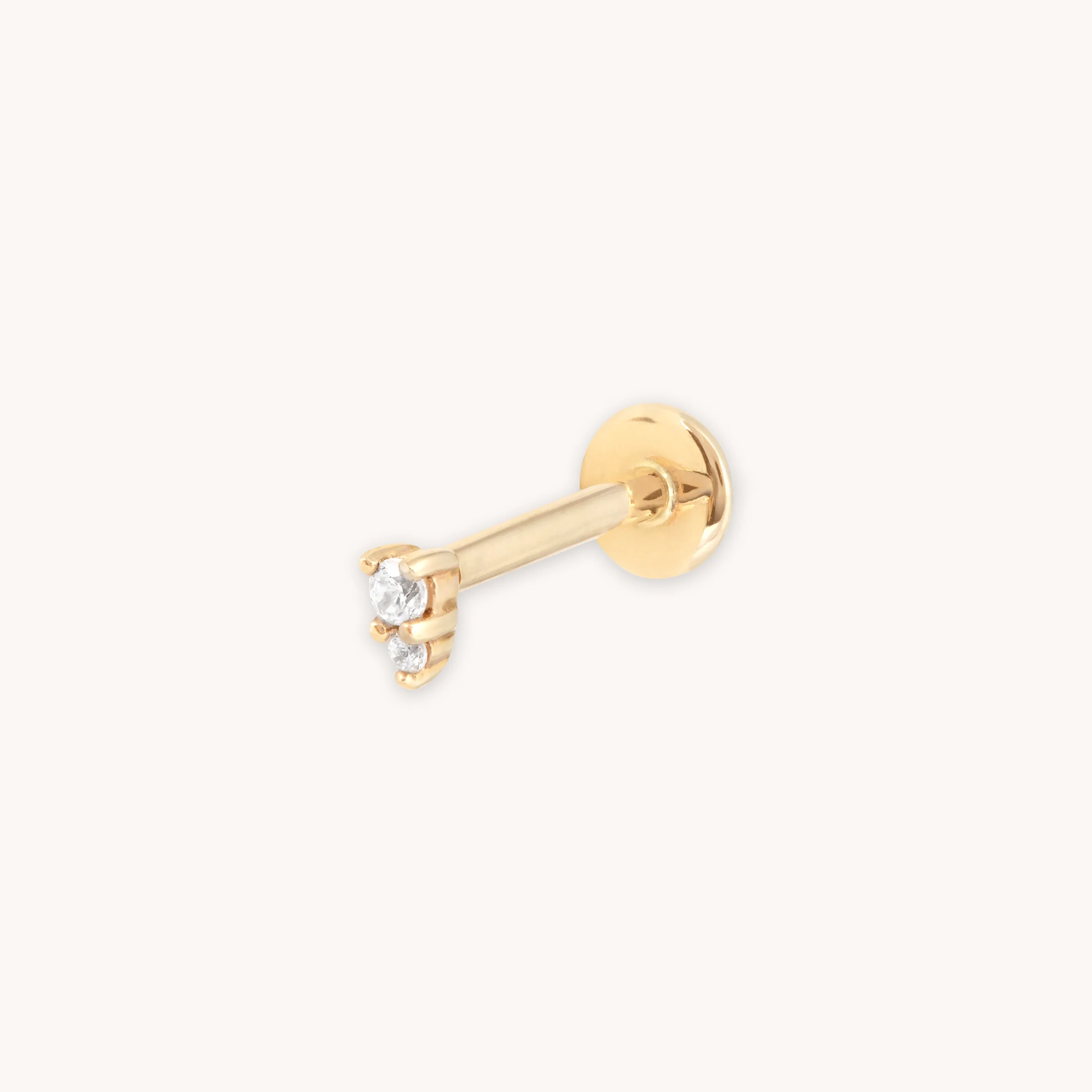 Solid Gold Stacked Crystal Piercing Stud