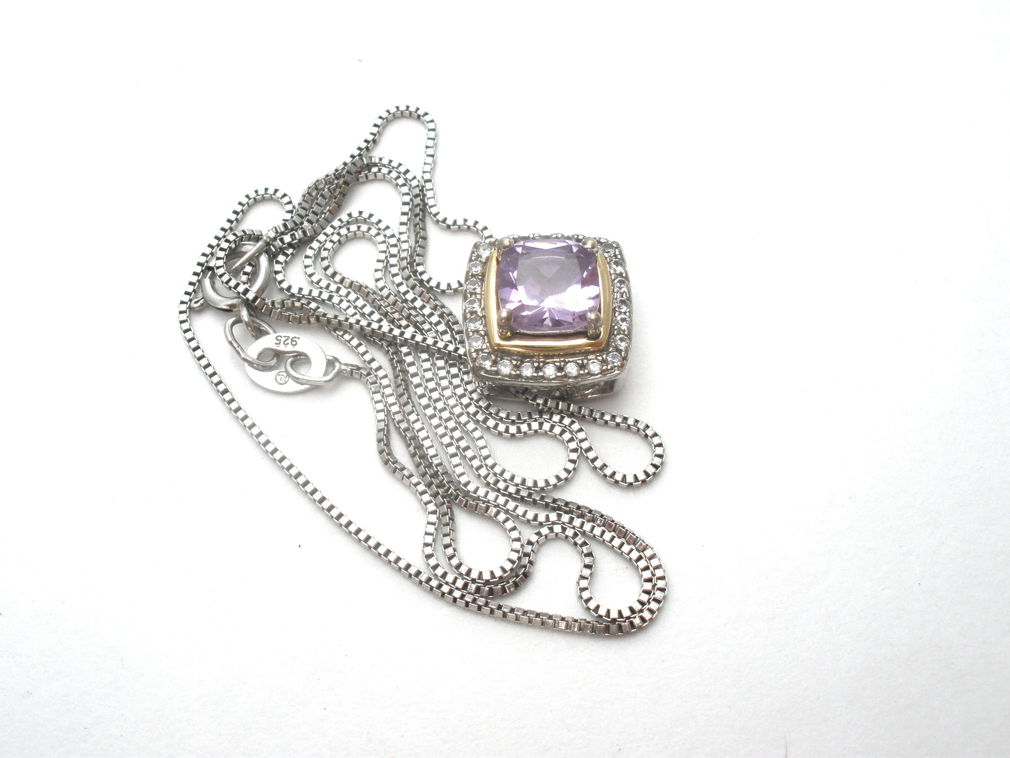 Sterling Silver 10K Gold Amethyst Necklace