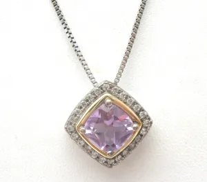 Sterling Silver 10K Gold Amethyst Necklace