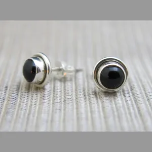 Sterling Silver and Black Onyx Stud Earrings