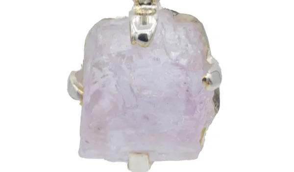 Sterling Silver Raw Pink Kyanite Gemstone Pendant Necklace