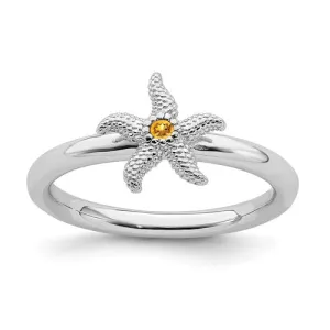 Sterling Silver Stackable Expressions Citrine Starfish Ring