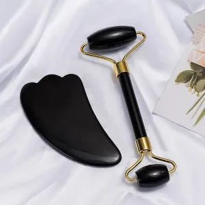 Style 2 Black 2 In 1 Facial Massage Roller Guasha Board Kit Double Heads Jade Stone Face Lift Skin Relaxation Slimming Gua Sha BeAUty Tool Fa1701