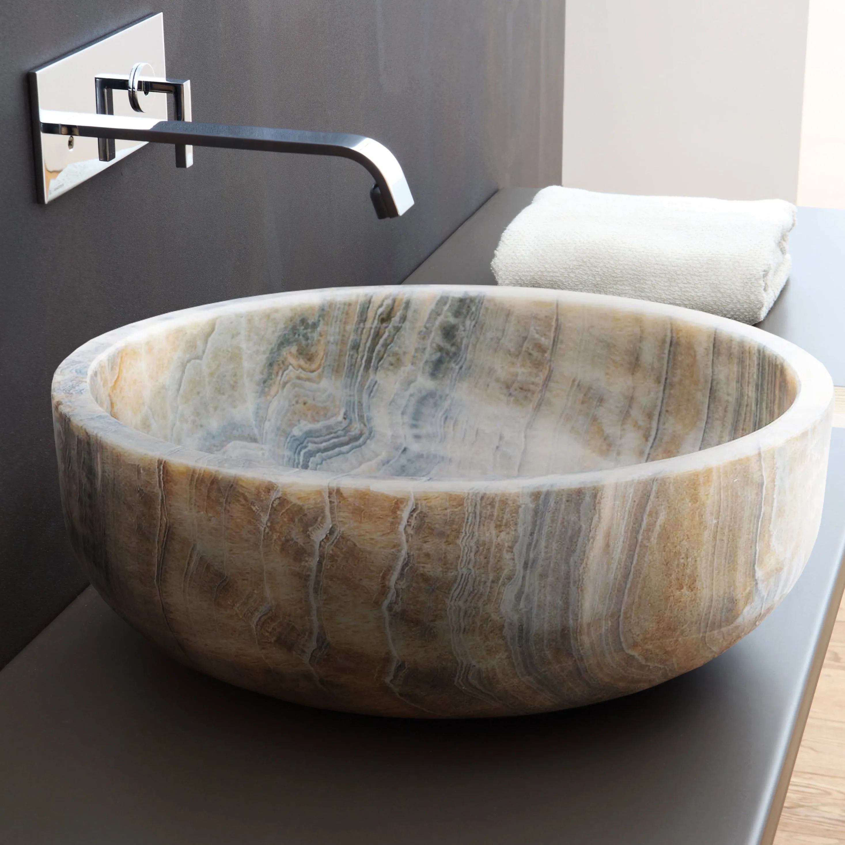 TCSC | Natural Stone Bubble Gray Translucent Onyx Above Vanity Bathroom Sink (Copy)