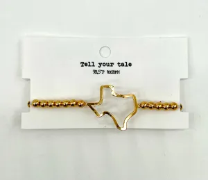 Texas Stencil Beaded Bracelet - Gold