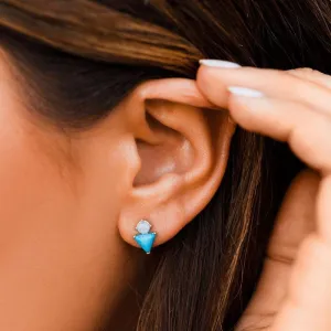 Turquoise & Moonstone Stud Earrings