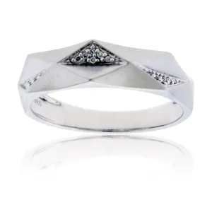 White Gold Geometric Style Diamond Band