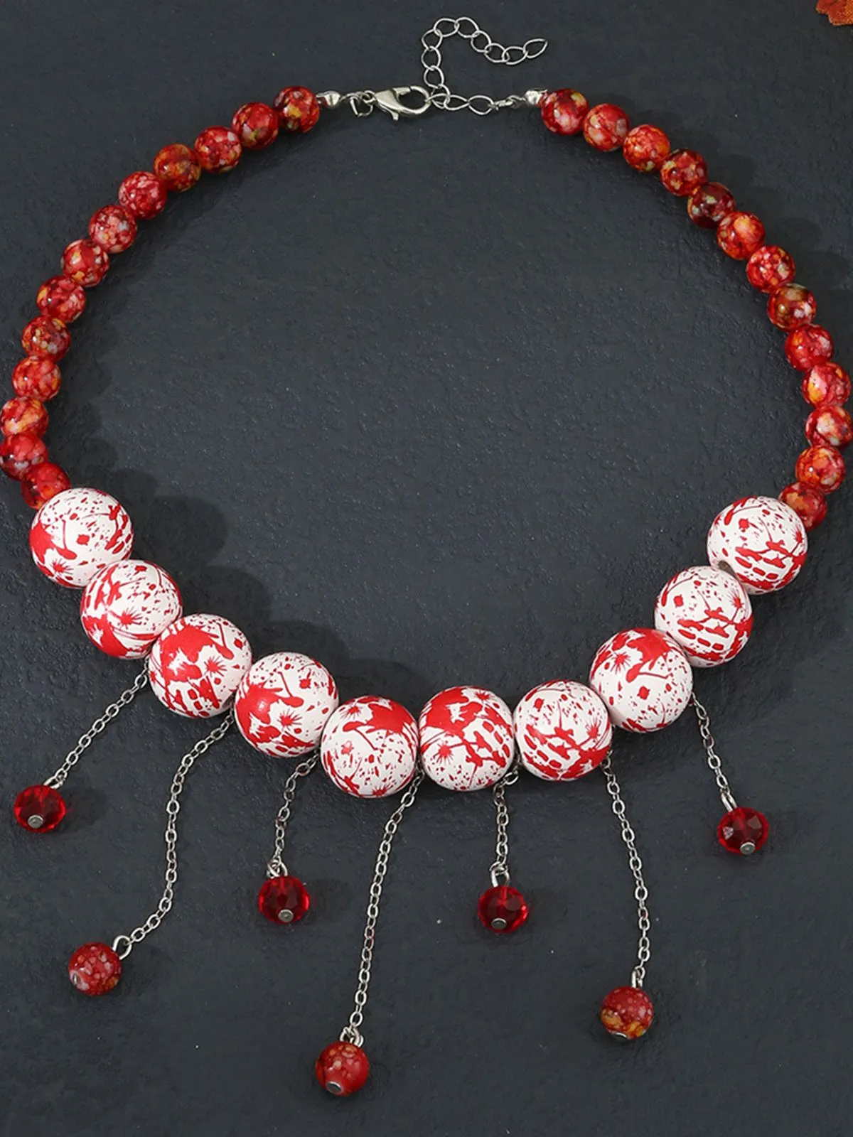 White Halloween Blood Gothic Necklace