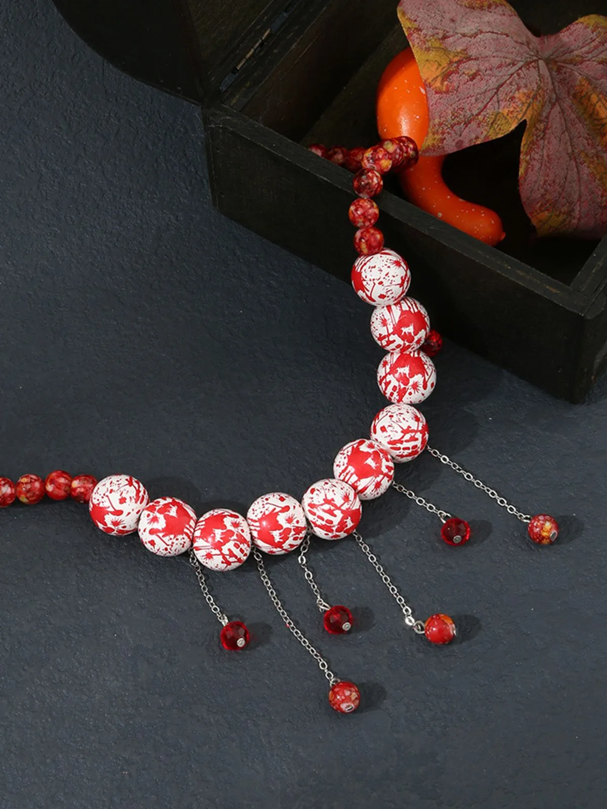 White Halloween Blood Gothic Necklace