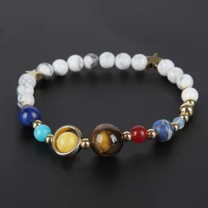 White Marble Universe Planets Bracelet