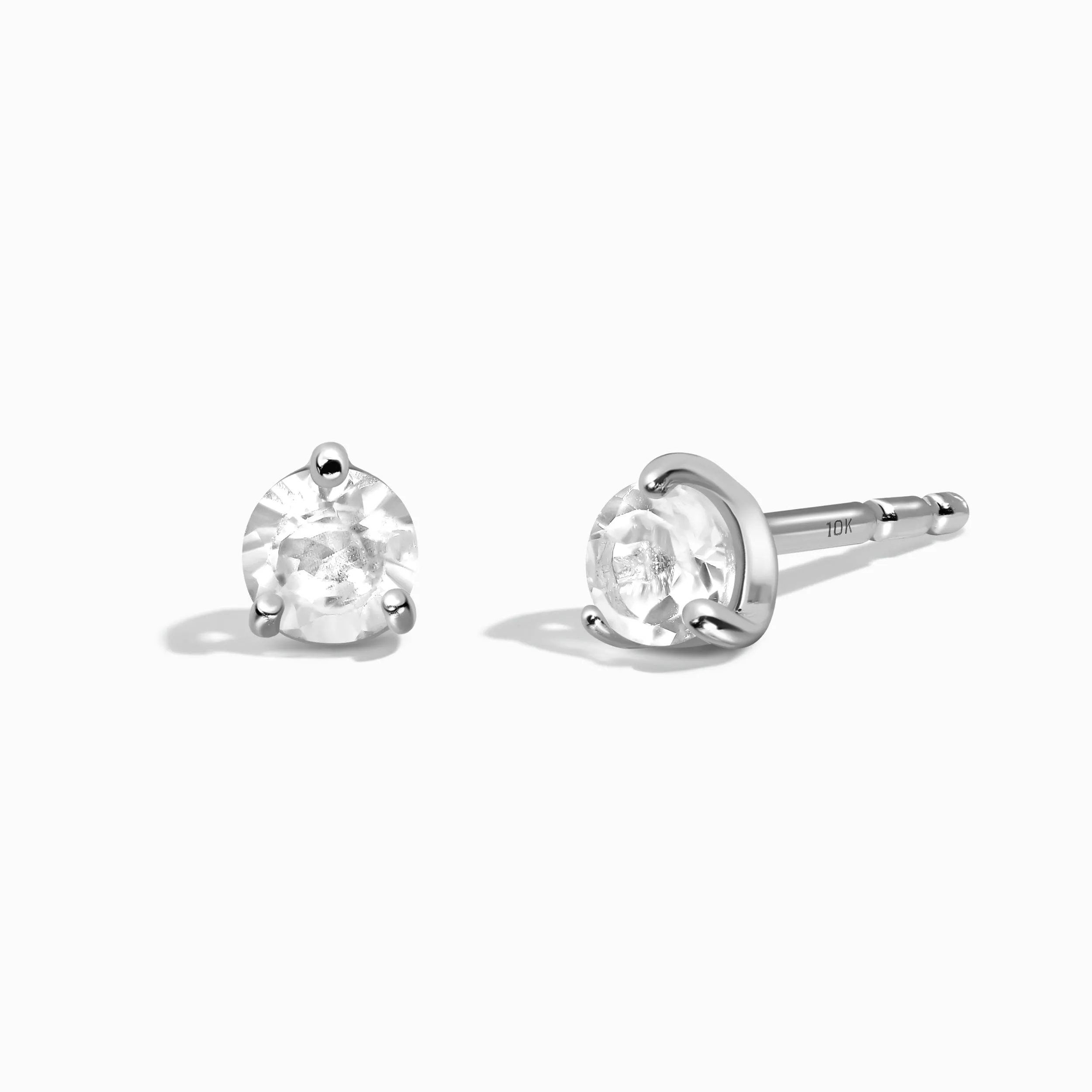 White Topaz Round Studs - April Birthstone