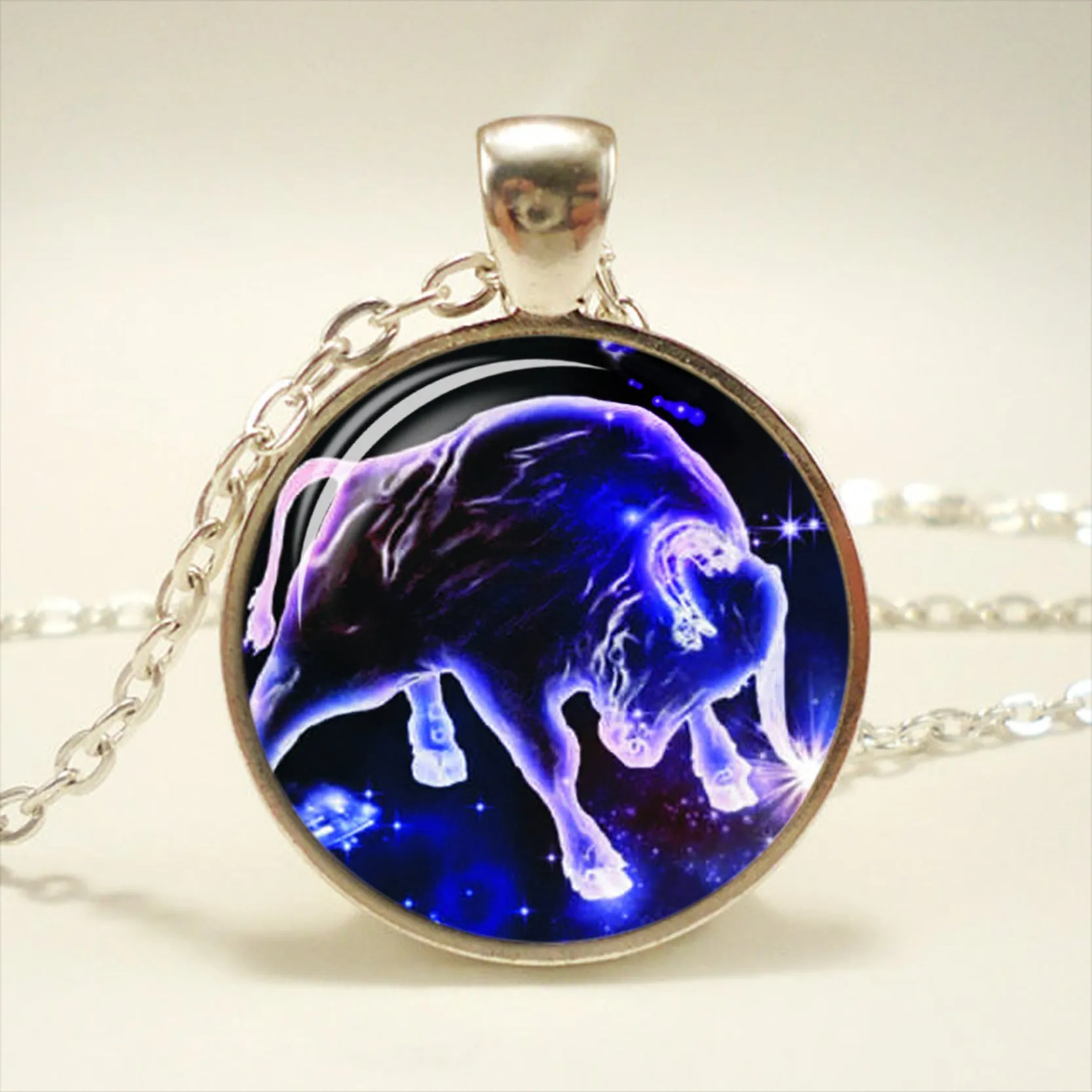 Zodiac Glass Pendant Necklace