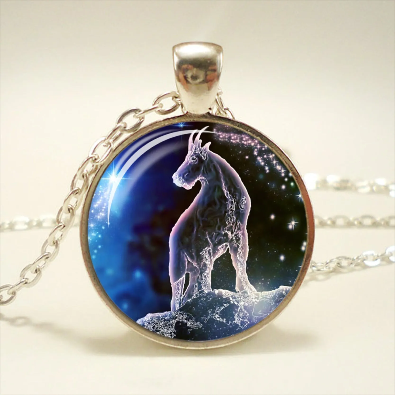 Zodiac Glass Pendant Necklace