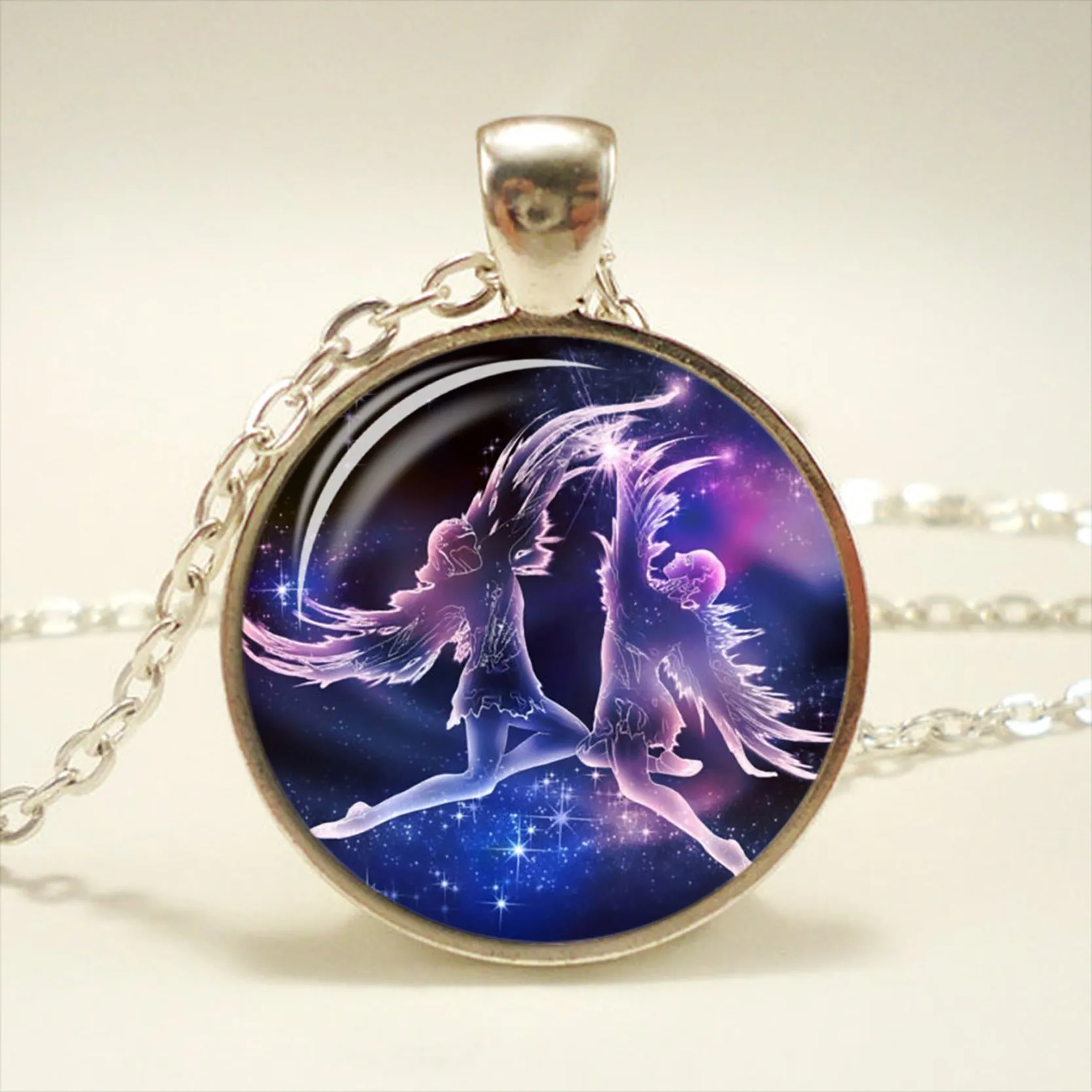 Zodiac Glass Pendant Necklace